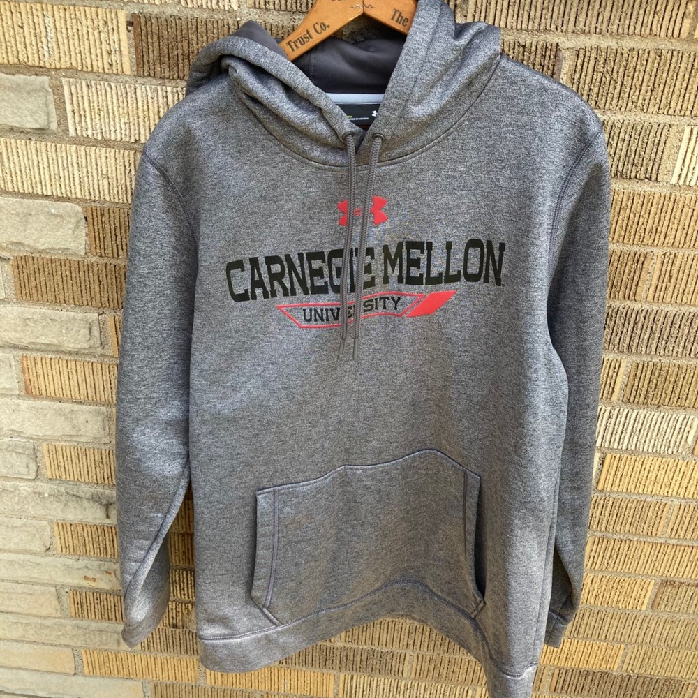Carnegie Mellon Mens Medium Hoodie Gray CMU Sweatshirt Under Armour Tartans